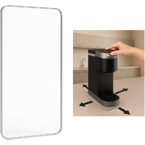 Transparent Acrylic Coffee Maker Slider Tray – Slider Tray for Countertop, Compatible with Keurig Single Serve K-Cup Pods Coffee Maker K-Mini & Wide-Small(13 D x 9.5 W)