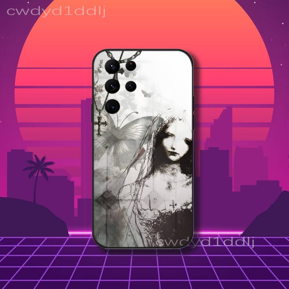 

G-Gothic Cyber Sigil Cybersigilism Phone Case For Samsung S10,S21,FE,S21 ,S26,S25,S24,S23,Ultra,S9,S22,Plus Black Shockproof Samsung S23plus5G