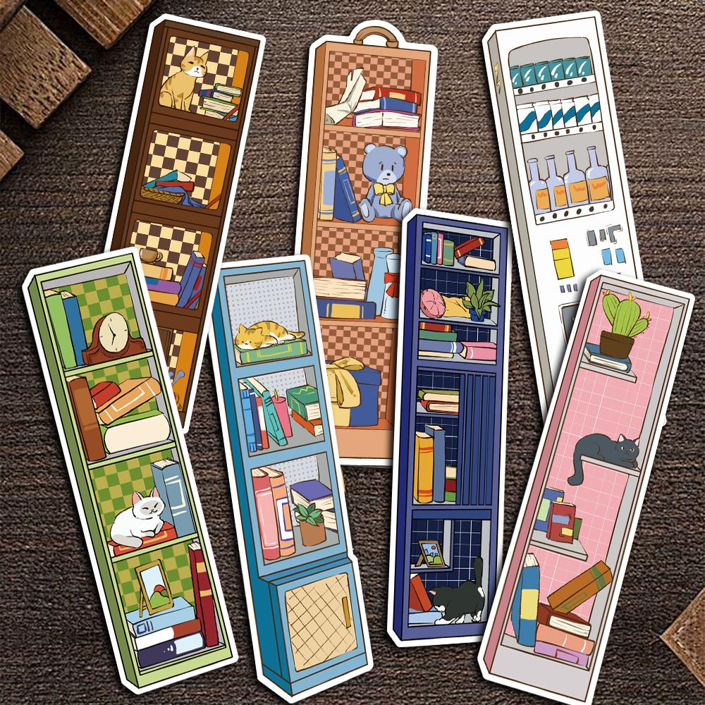 30pcs Cat Cabinet Forest Bookmarks Painting Copywriting Paper Retro Aesthetic Fairy Tale Scenery Book Aesthetic Card Bookmark