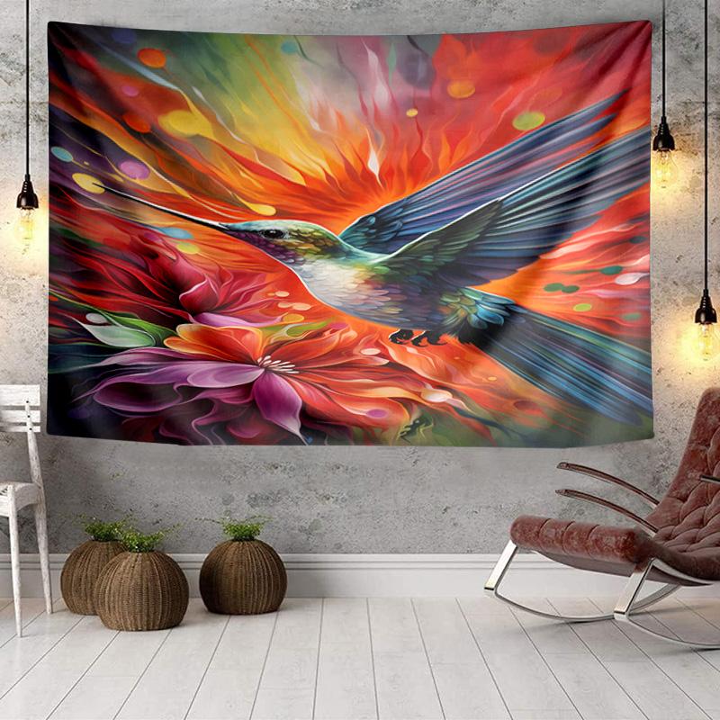 Hummingbird In Bloom Tapestry Room Decoration Wall Hanging for Living Room Bedroom, Dormitory, Birthday and Christmas Gifts