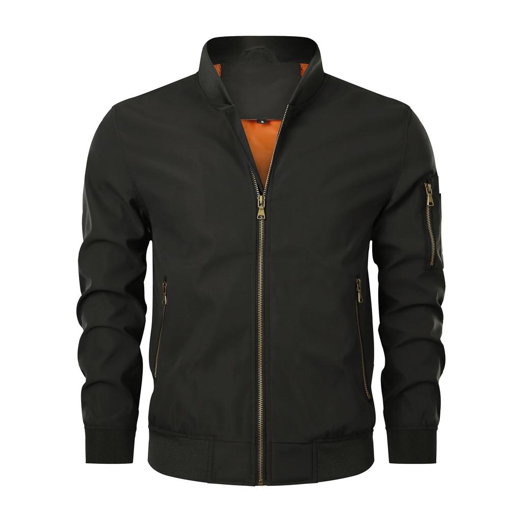 Men's Casual Stand Collar Pilot Jacket: Spring/Autumn Zipper Design, European Fit, Invoicing Available
