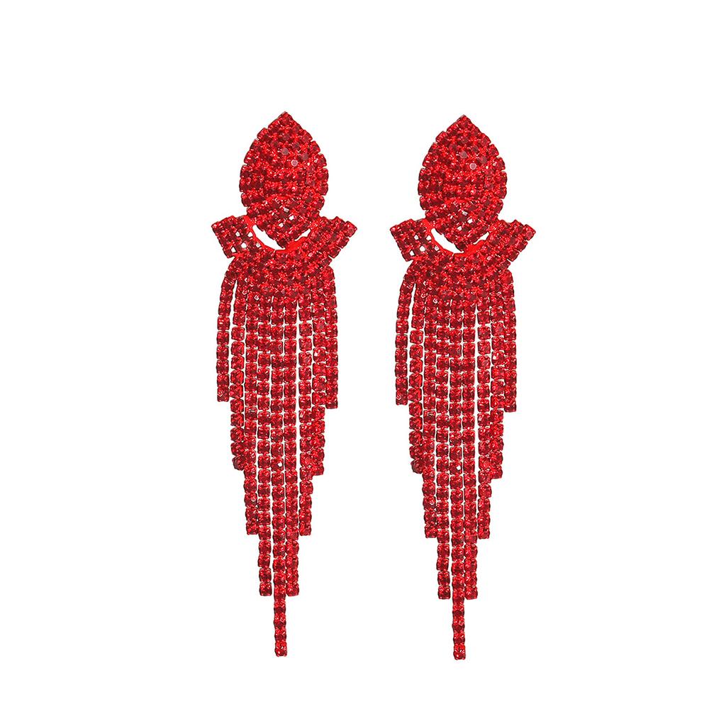 Red Long Fringed Earrings Temperament High-end Exquisite Ear Jewelry