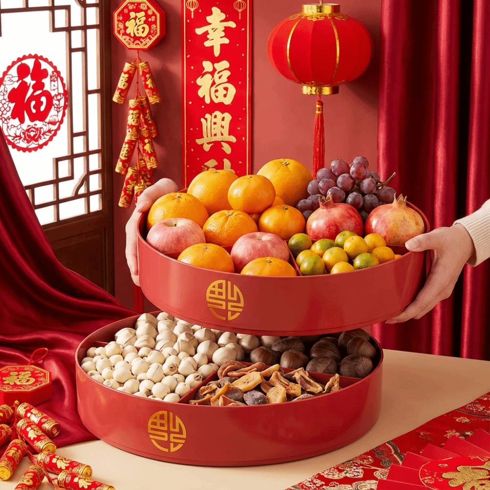 2 Layers Nut Serving Tray 8-Compartment Biscuit Fruit Plate Multi-functional Candy Box Party