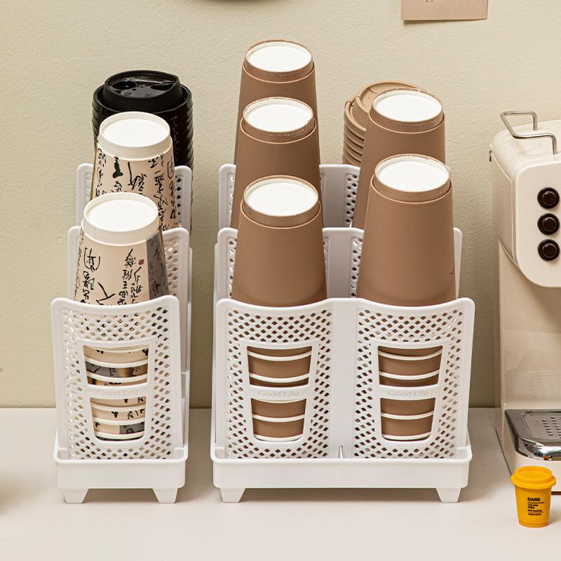 Detachable Multifunctional Disposable Paper Cup Holder Single Double Size Coffee Cup Storage Rack Plastic Ground Mounted Home