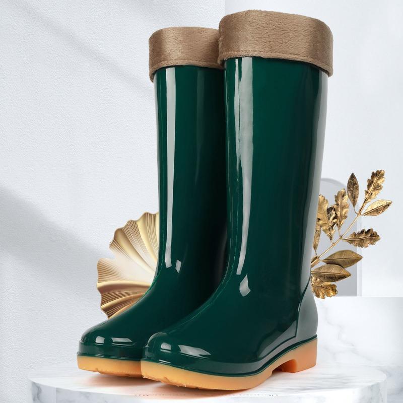 High rain shoes women's adult water shoes non-slip velvet warm winter rain boots water boots women's galoshes work