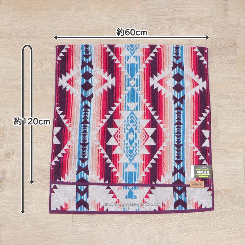 Nissen Shoko AIRINESS Instant Deodorizing Bath Scroll Towel, Pattern, Red, AR-18007_R