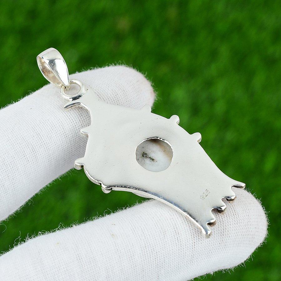 Natural Solar Moss Opal 925 Silver Handmade Wedding Engagement Pendant Jewelry