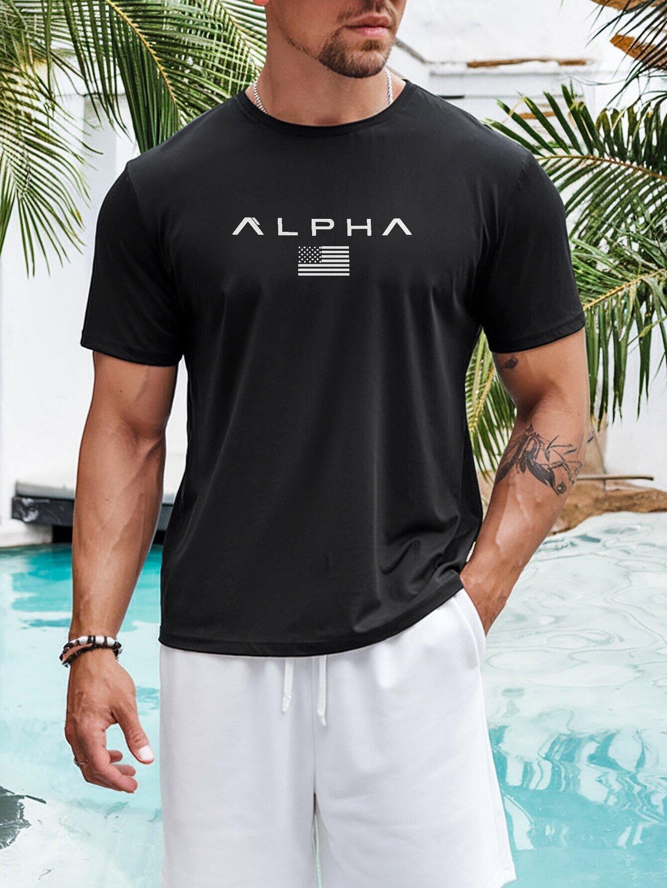 

Casual Crew Neck T-shirt with ALPHA Print - Lightweight S