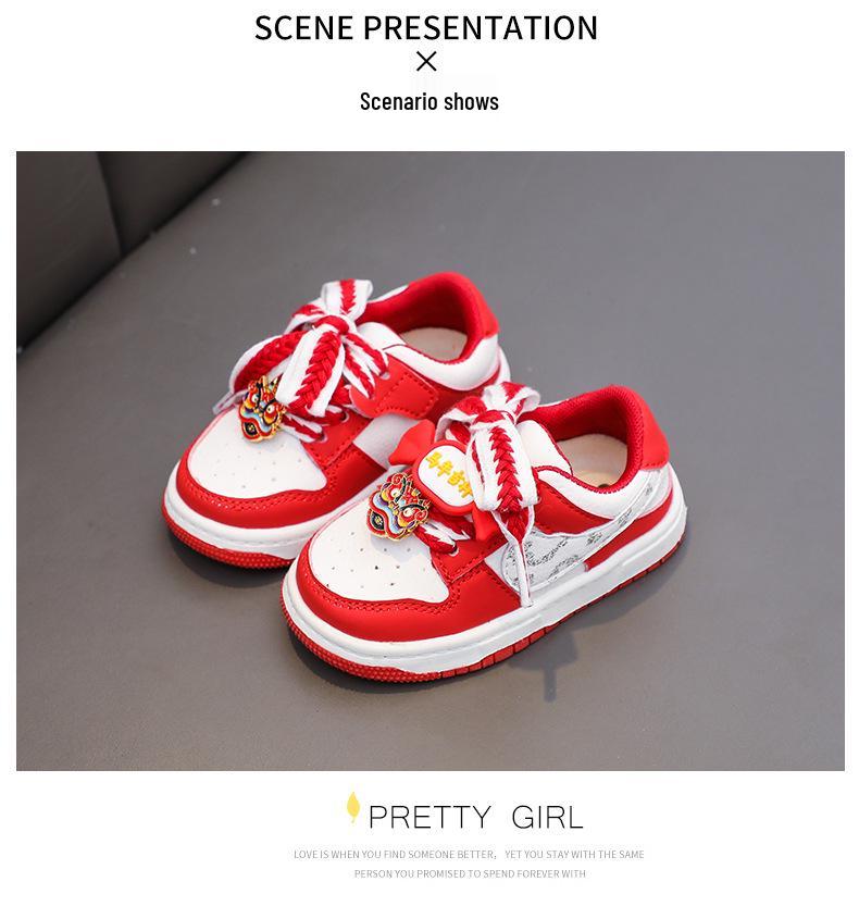 2026 Baby Walker Shoes: Red Non-slip Soft Sole, Unisex, Closed-toe for Toddlers Aged 1-3.