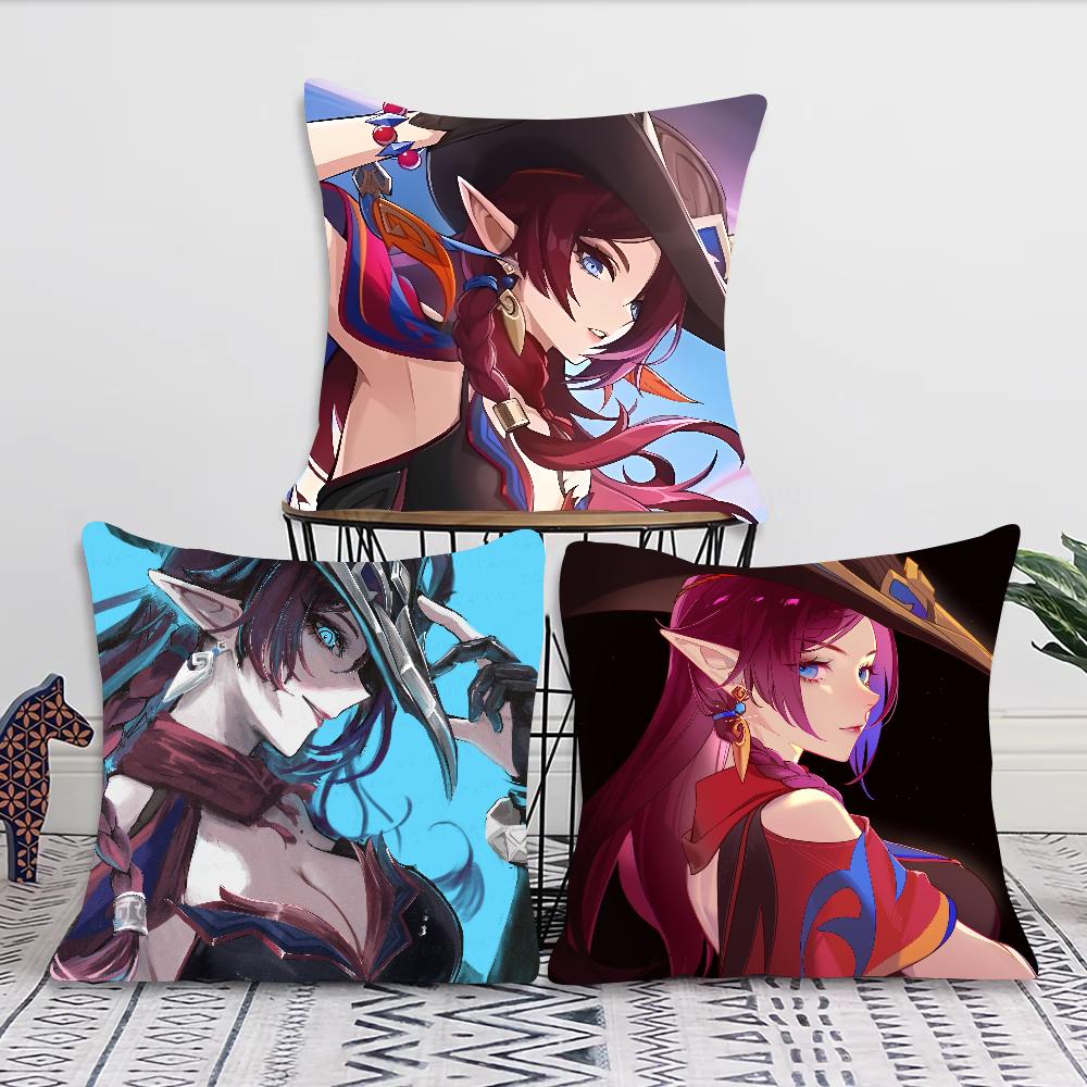 Game Genshin Impact Chasca Pillow Case Square Pillow Bedroom Sofa Leisure Comfort Cushion Car Living Room Home Decoration
