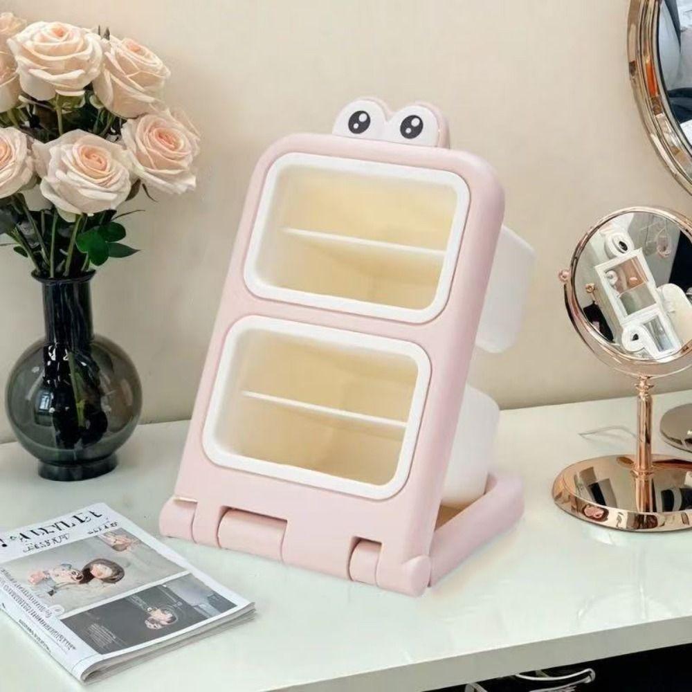 Large Capacity Desktop Slanting Organizer Cartoon Slanted Pen Holder Cosmetics Storage Box  Office