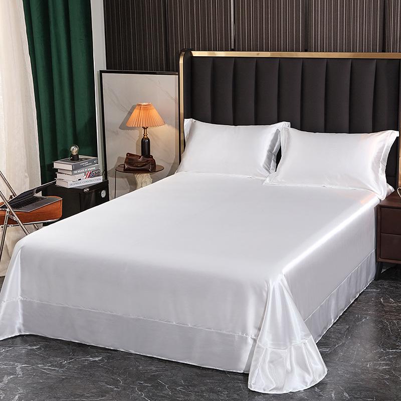 Washable Silk Fitted Sheet Set with Satin Pillowcase & Double Duvet Cover