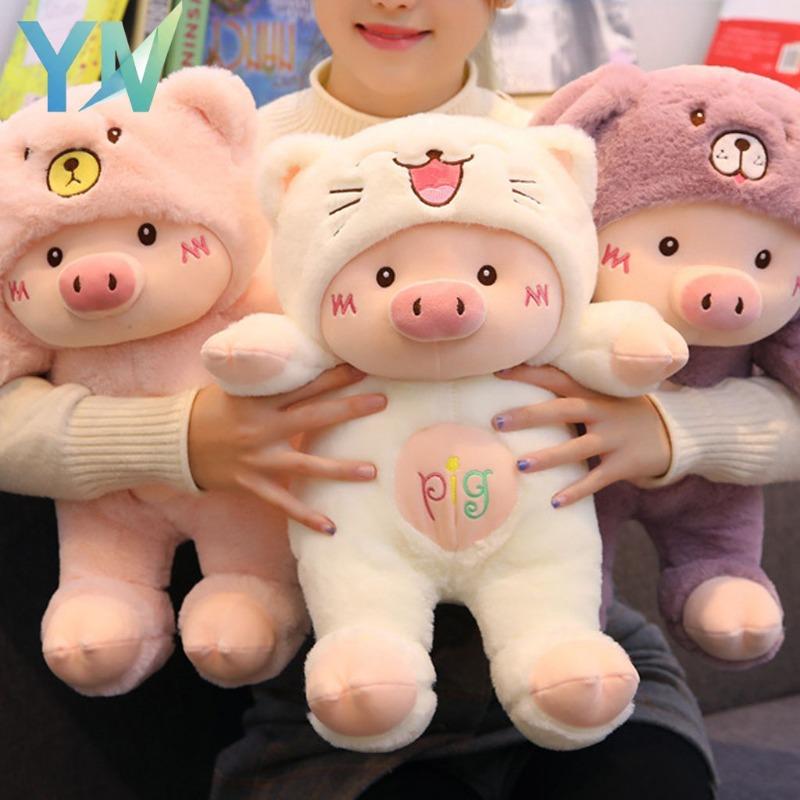 Cute Pig Plush Pillow Soft Hugging Stuffed Animal for Sleep Stress Relief Soothing Companion Birthday Holiday Gift Doll