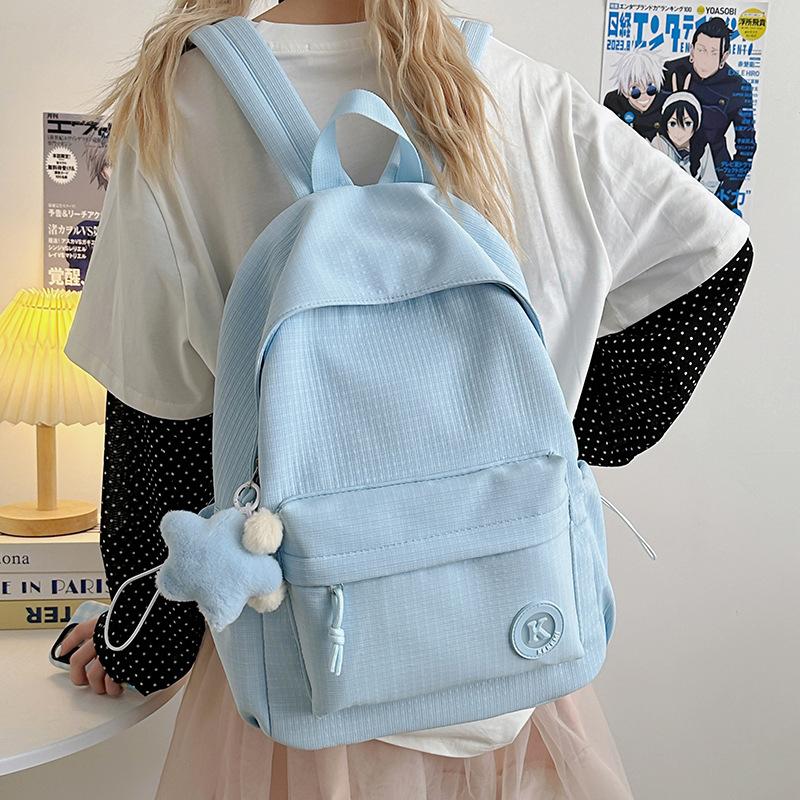 Small Fresh Backpack New Ins Casual Backpack College Style Solid Color Simple Large Capacity Primary School School Bag