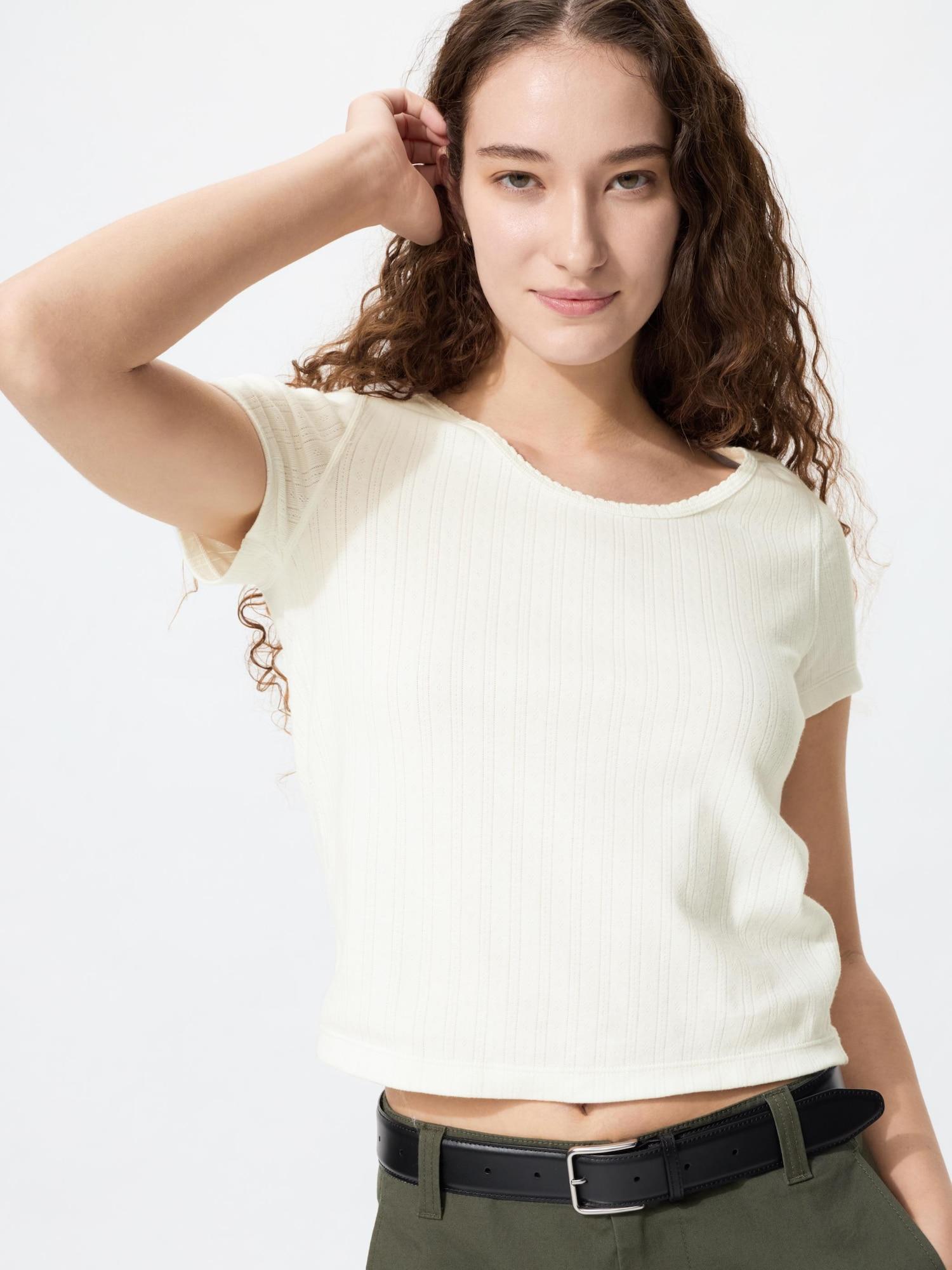 

Uniqlo Япония PoinT Tail Круглый вырез Мини Футболка 00 WHITE/XS