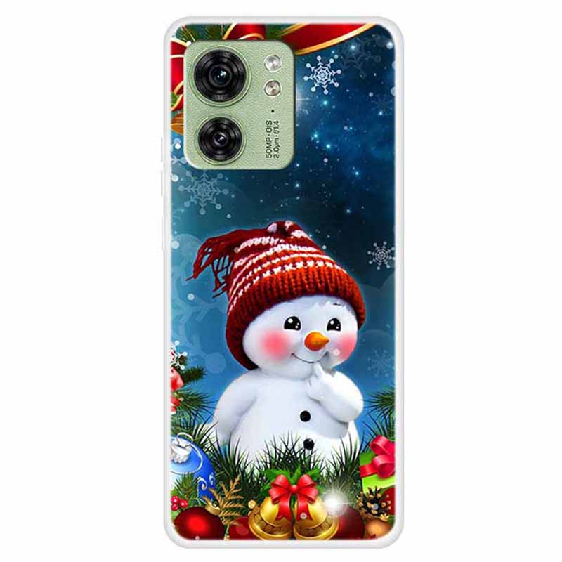 

For Motorola Edge 40 5G Case TPU Xmas Theme Protective Phone Cover Cartoon Snowman