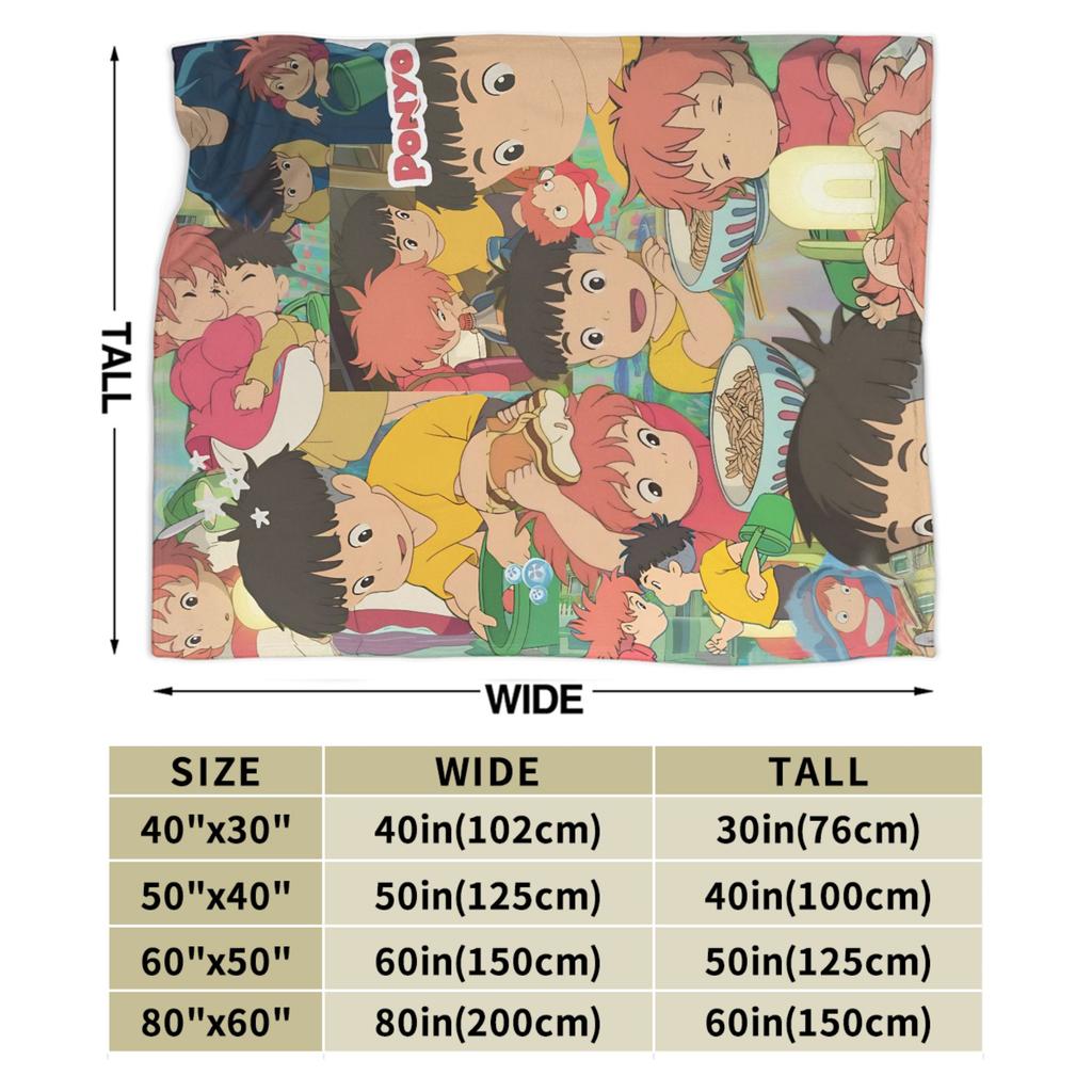 P-Ponyo Anime Film Blanket Super Soft Cozy  Throw Blankets for Couch 50x60 Inch Multi-size Quilt