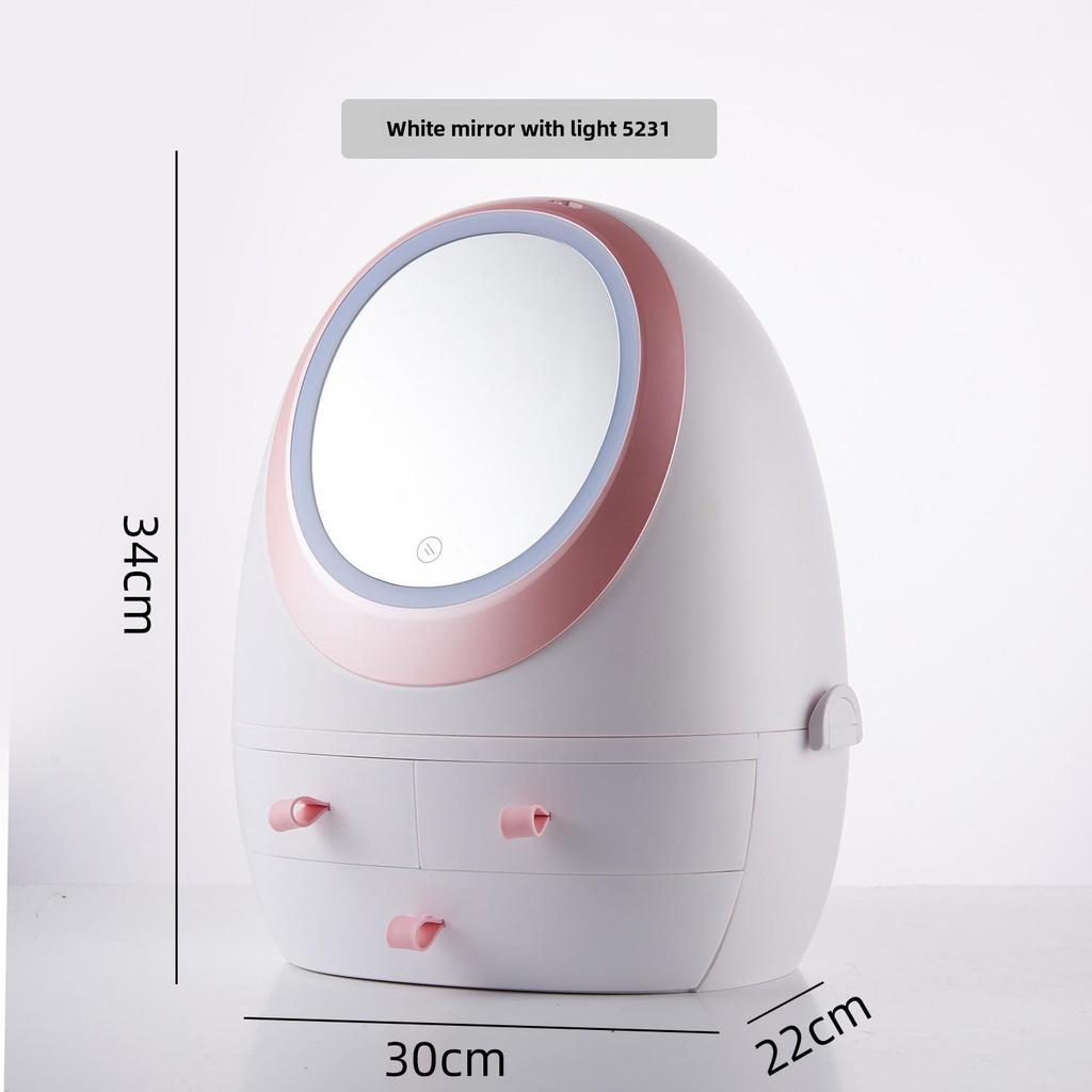 Creative LED Cosmetic Storage Box: Influencer Desktop Organizer with Large Capacity & Dustproof Skincare Holder