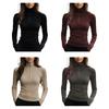Bottom Tops Zipper Half Placket High Collar Long Sleeve Knitted Tops Solid Color Slim Fit Elastic Base Tops