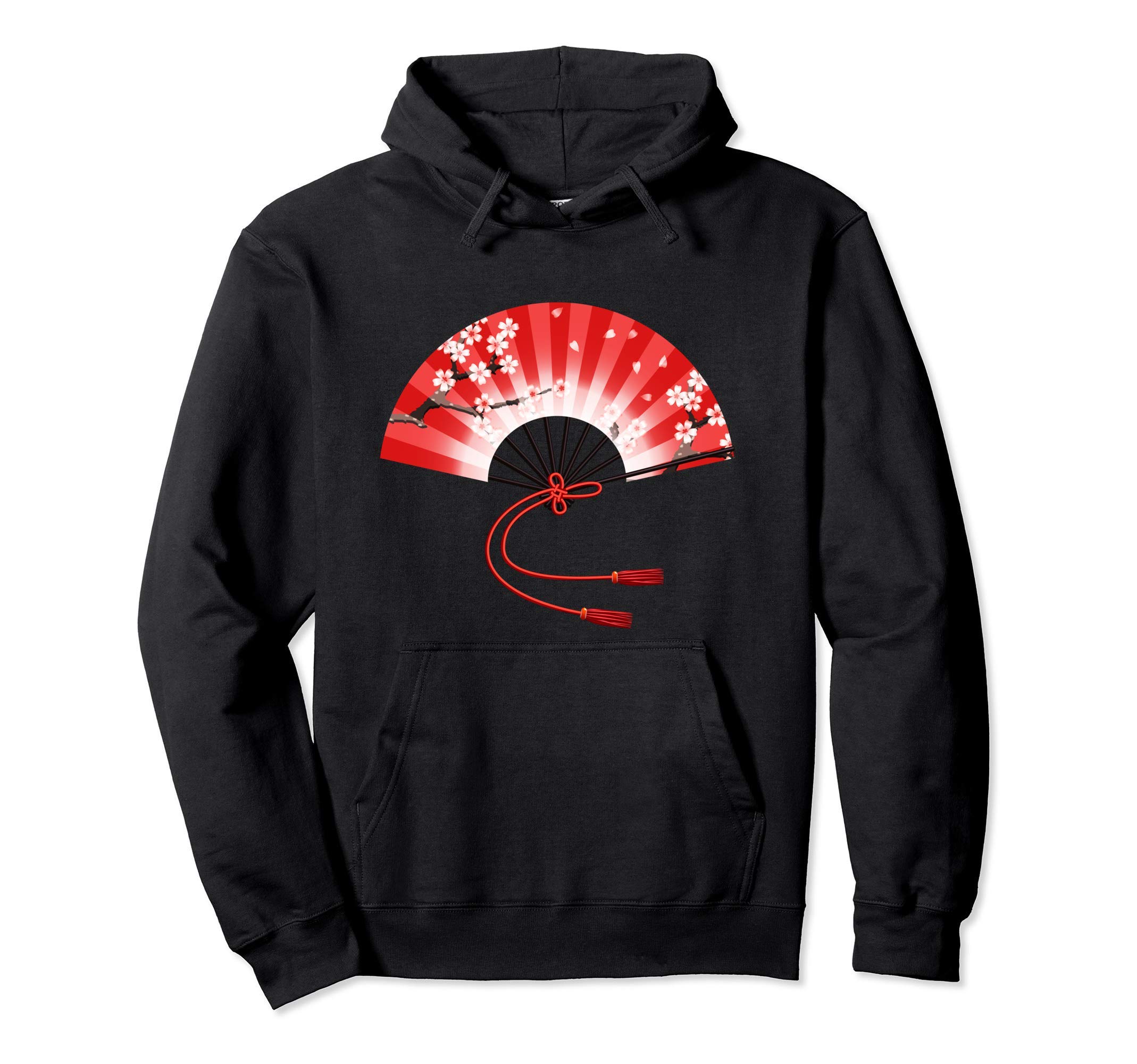

Bamboo elegant Japanese fan hoodie fan, чорний