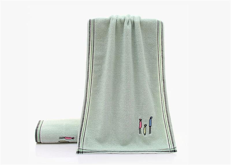 

34x75cm 100% Cotton Thicken Absorbent Embroidered Family Wash Face Wipe Home Bathroom Hand Body Towel 34x75cm&1pc зелёный