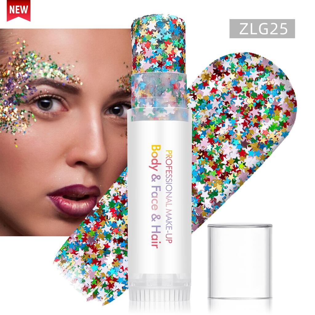 Stick Glitter Corpo, Pittura Facciale, Gel Paillettes, Trucco Sirena, Carnevale Festival Musicale, Capelli, Ombretto, Trucco.