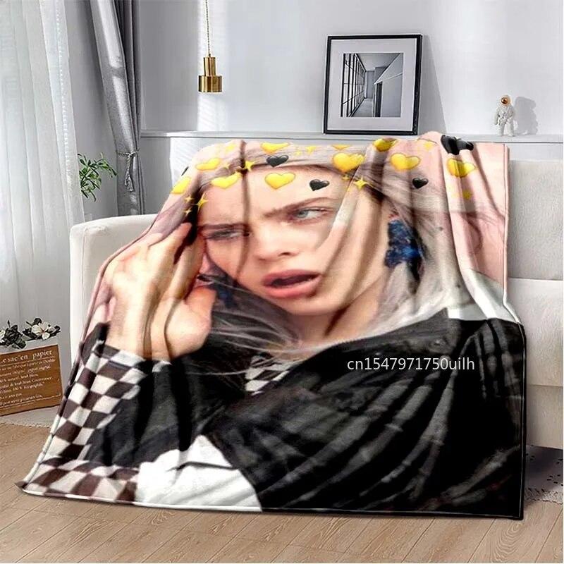 

Поп-певица Билли Эйлиш одеяло постер музыкальный альбом фланелевое одеяло для подарка на все сезоны
