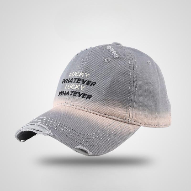 

Ретро бейсболка с рваными буквами для женщин, корейский уличный стиль, универсальная, с мягким верхом, для большой головы, облегающая шапка, визуально уменьшающая лицо M（56-59cm）