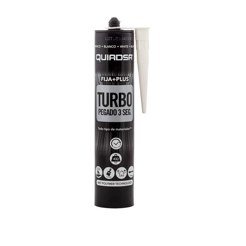 QUIADSA - ADHESIVO ELASTICO QUIADSA BLANCO 290ml FIJA+PLUS TURBO 3seg. ESPECIAL MADERA