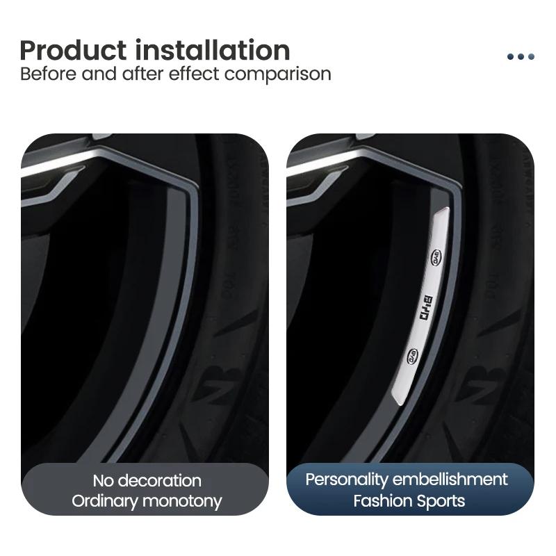 4Pcs Aluminum Car Wheel Rim Emblem Stickers Decorative Decals For BYD Atto 3 Yuan Plus Han Tang EV F3 E6 Dmi Song F0 Qin Pro G3