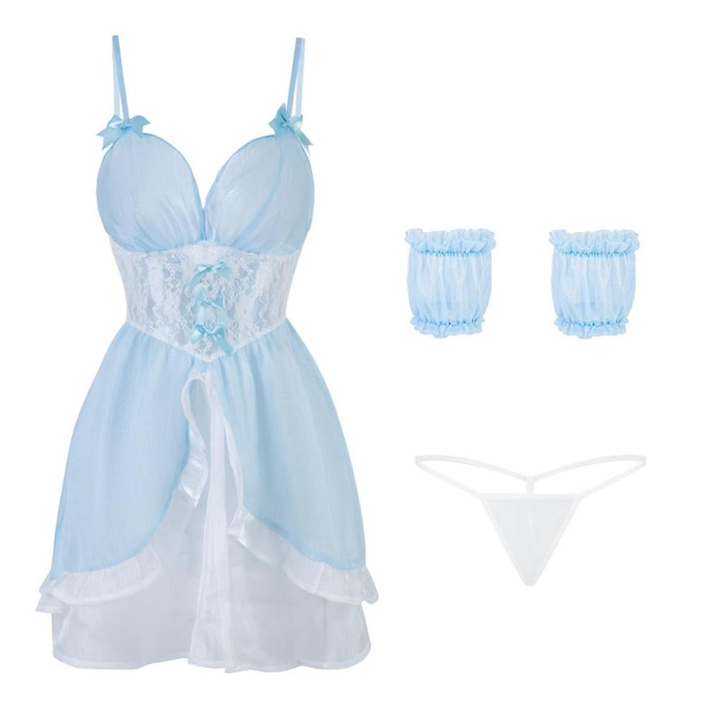 Cosplay Anime Sexy Erotic Princess Cute Blue Maid Outfit Babydoll Lingerie Erotic Temptation Extreme Underwear Moe Ruffles Cute Lingerie Camisole