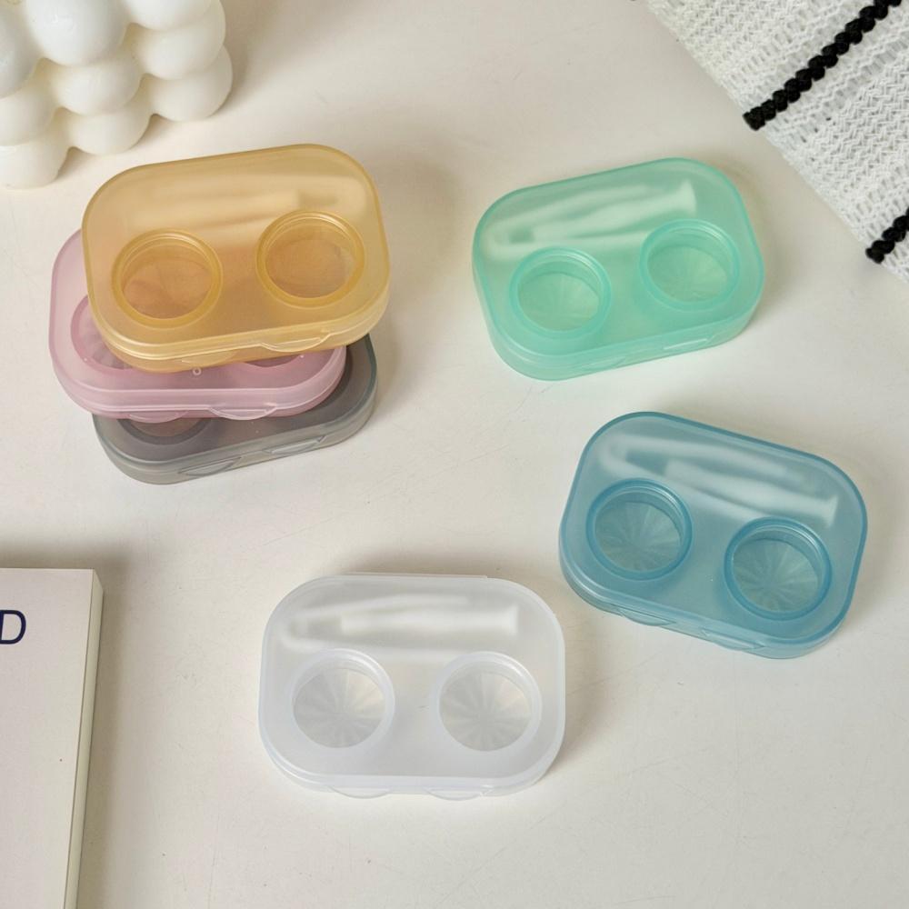 1pc Ins Contact Lens Box Portable Transparent Minimally Integrated Companion Box Girls Travel Contact Lens Case with Tweezers