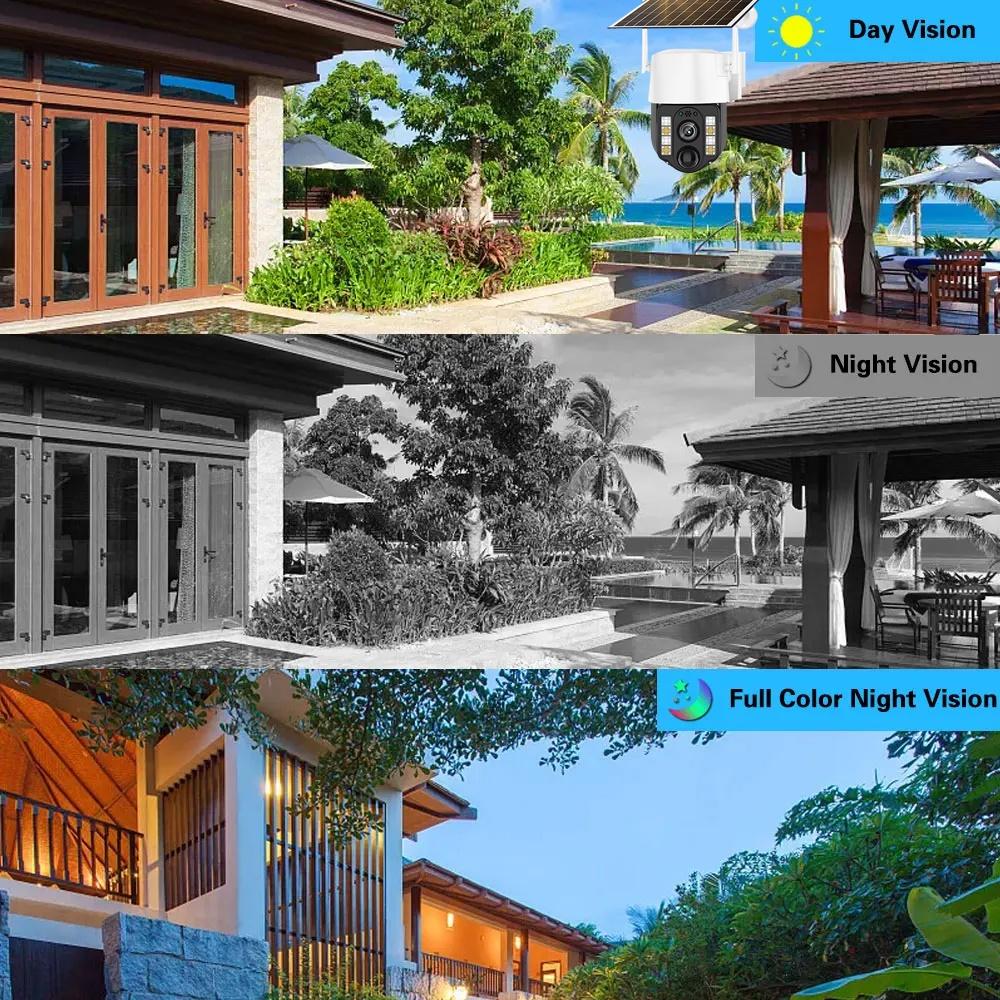 Solar-powered Surveillance Camera, Outdoor Waterproof, Wide-angle 10x Zoom, WIFI/4G Automatic Tracking Security Camera