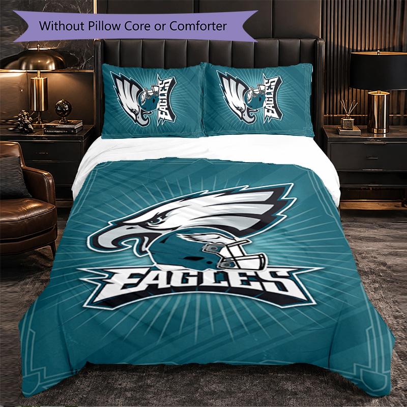 Set Biancheria da Letto in Microfibra con Fantasia Philadelphia Eagles 3 Pezzi Decorativo Copripiumino per Camera da Letto Uso Domestico