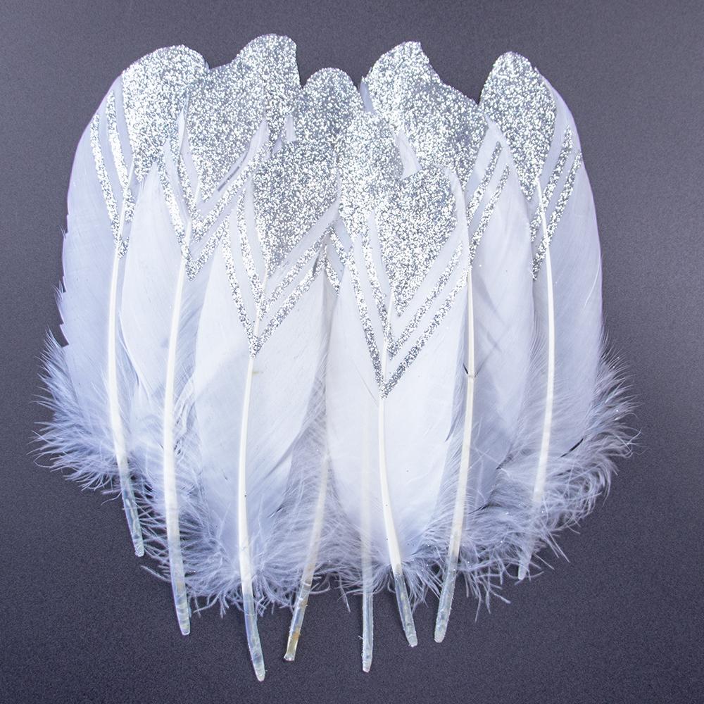 10PCS Gold Feathers Decoration 15-20CM Natural White Turkey Goose Duck Pheasant Feathers Plumes Handicraft Accessories