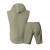Mens Summer 2 Piece Outfit Shorts Set with Sleeveless Hooded Shirt Top Cotton Beach Casual Loose Fit Comfortable Athletic