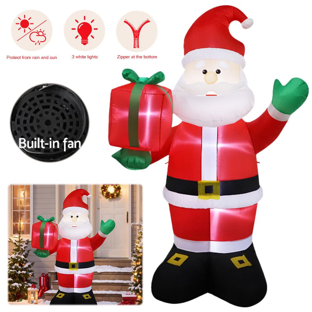 2.4M Christmas Inflatable Santa Claus with Gift Bag Santa Carrying Present Sack Airblow Inflatable Santa Claus for Outdoor Decor