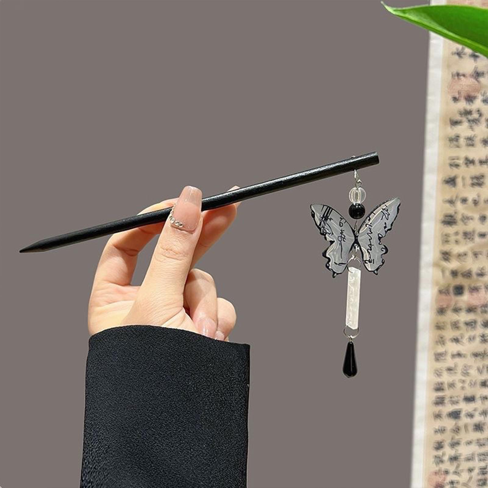 Butterfly Hair Pins Handmade Butterfly Hair Chopsticks Traditional Classical Hair Chignon Hair Styling Accessories for Women