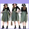 Halloween Witch Costume For Women With Polyester Fabric Long Dress For Stage Performance