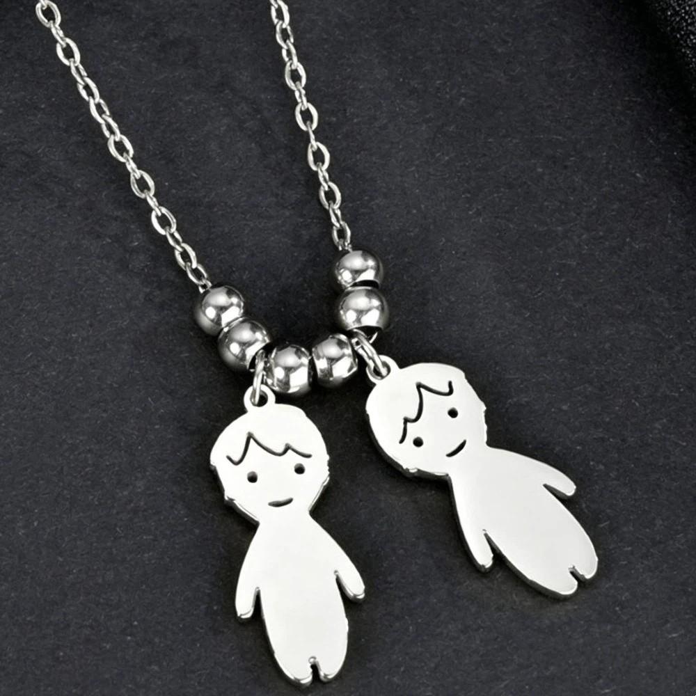 Stainless Steel Boy Girl Necklace Pendant Lover Necklace Choker Family Necklace Lovers
