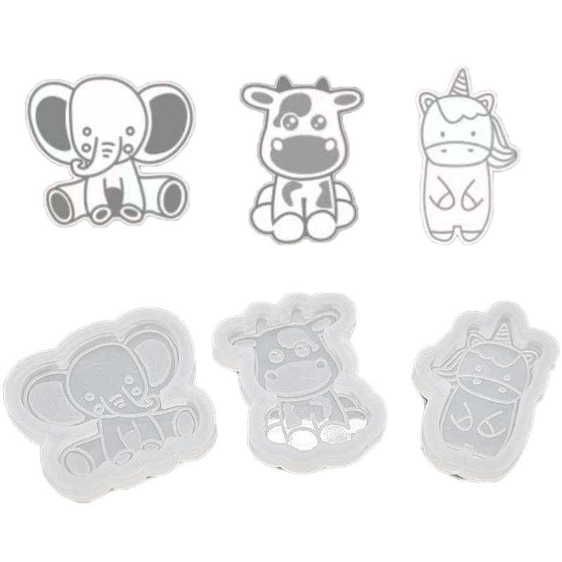 Animal Theme Badge Reel Resin Mold Cow Silicone Mold Pendant Charms Mold Jewelry Casting Mold Keychain Silicone Mold