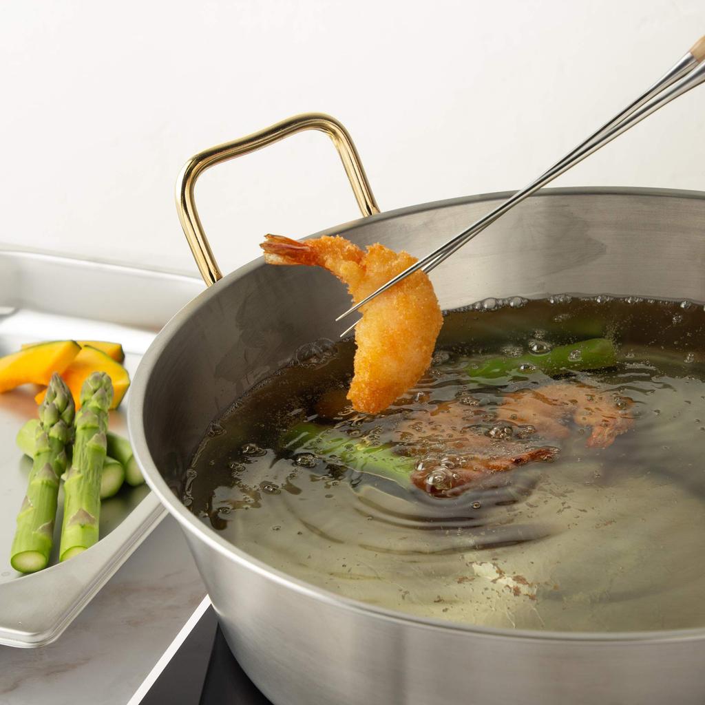 Endo Shoji Super Denji Frying Stainless for Induction Made in AAG3905 Pan, 42cm, Steel, Cooktops, Japan,