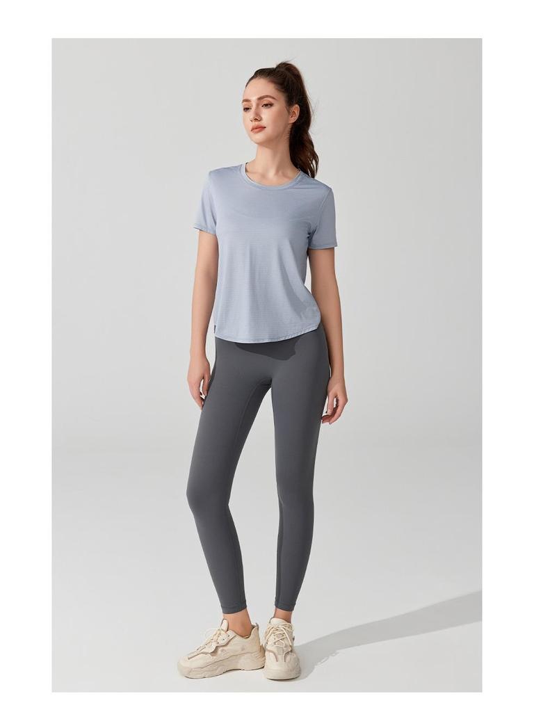 Women's Cross-Border Yoga T-Shirt - Lightweight, Breathable, Short Sleeve, Hollow Back, Perfect for Dance, Fitness, Running.