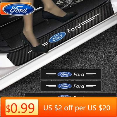Car Sticker 2026 Ford New 2025 Hot Carbon Fiber Car Door Threshold Protective Sticker For Ford Escape Kuga Mondeo Ecosport Fiest
