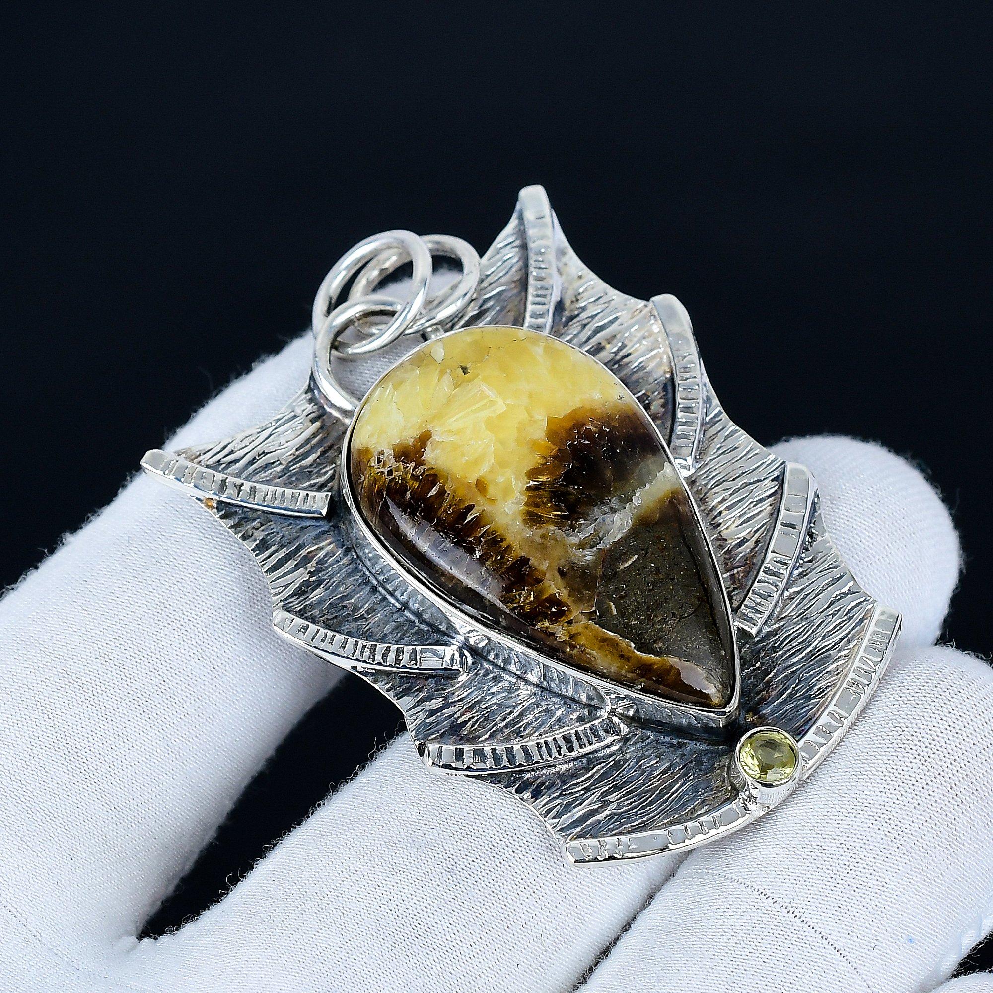 

Septarian Pendant, 925 Sterling Silver Handmade Jewelry, Septarian Silver Pendant, Party Wear Jewelry For Women s, Pendant Engagement Gift 6.5 Cm коричневый