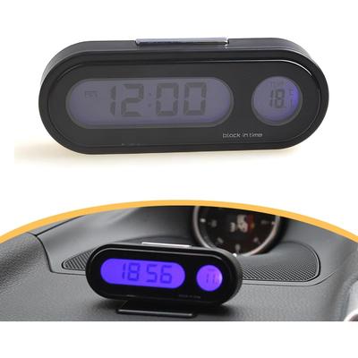 Digital Car Clock with Temperature Display - LED Backlight Auto Dashboard Clock with Thermometer - Day/Night Mode Vehicle Interior Clock
