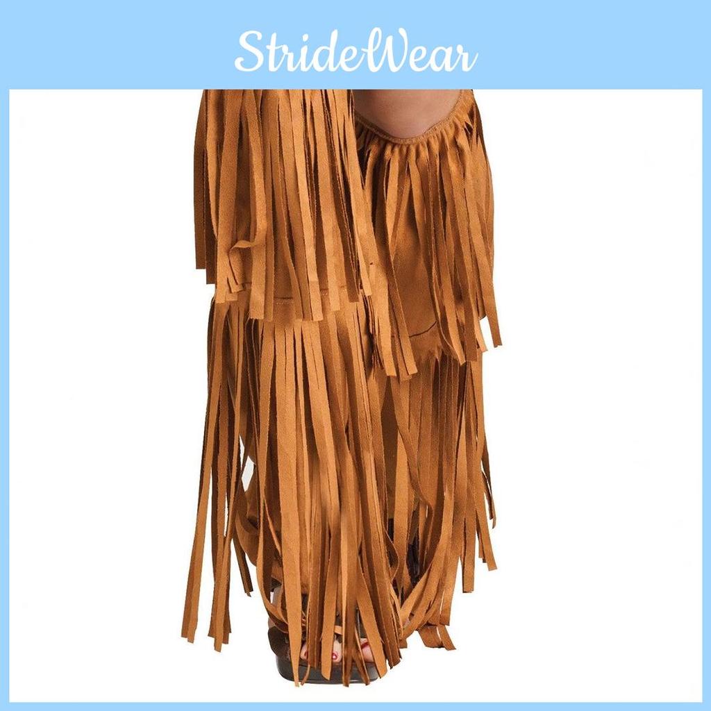 Halloween Festival Hippy Suede Boot Covers With Fringe For Women