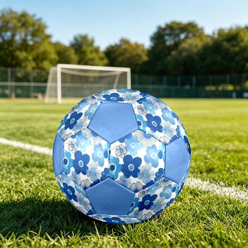 1pc Blue Floral Background Outdoor Sports Football, Size 5, Comfortable And Durable Feel,Gift yy26060416