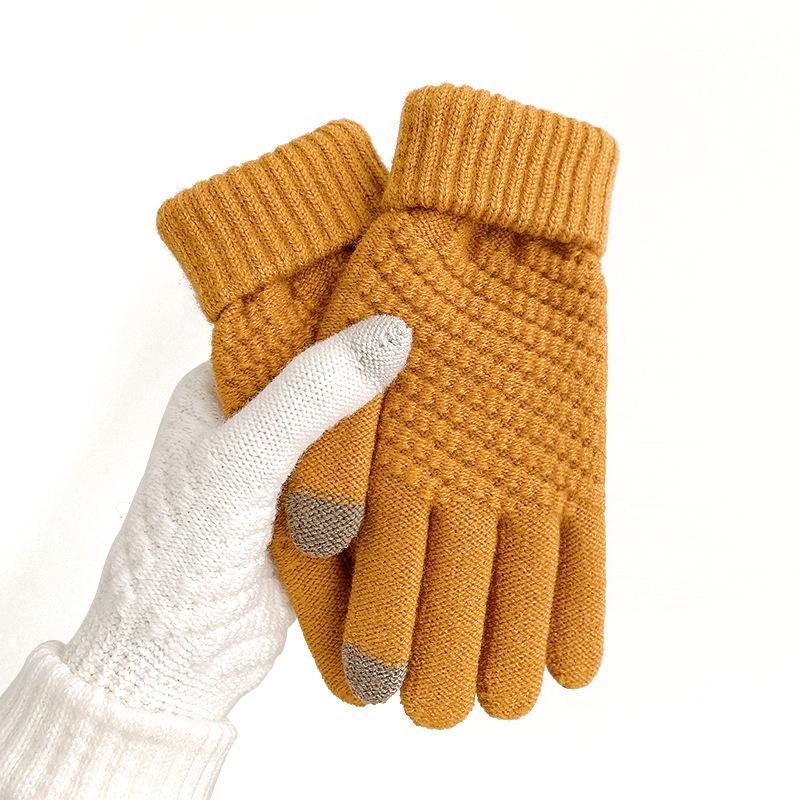 

Customized warm and cold-proof knitted gloves for men and women in winter, piled and thickened wool for riding, and finger touch-screen gloves. One Size