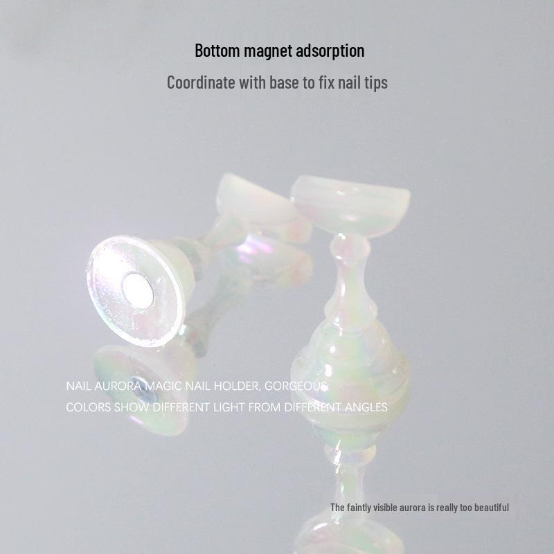 Fairy Aurora Iridescent Nail Art Practice Base & Holder: Thickened Acrylic Magnetic Display Stand